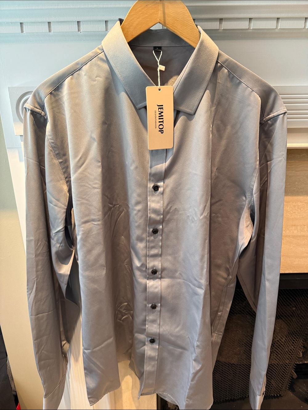 Jemitop Men's Dress Shirt in Silver